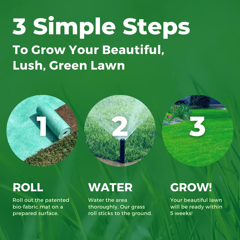 Growtrax Biodegradable Grass Seed - 50 SQFT Bermuda Rye - Grass Seed and Fertilizer for Lawns, Dog Patches & Shade - Just Water & Grow - No Fake or Artificial Grass