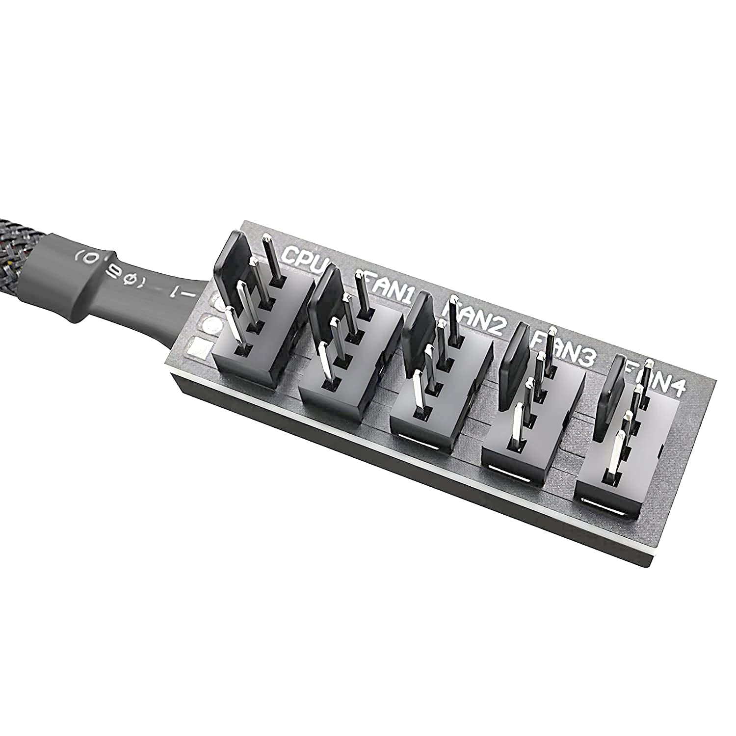 ThreeBulls PWM Fan Hub, PC CPU Cooling 4 PIN/3PIN Power Fan Extension Cable Hub Splitter Adapter Sleeved Case for 12V Desktop Computer Cooler Fans 1 to 5 Way (15.7 Inch)