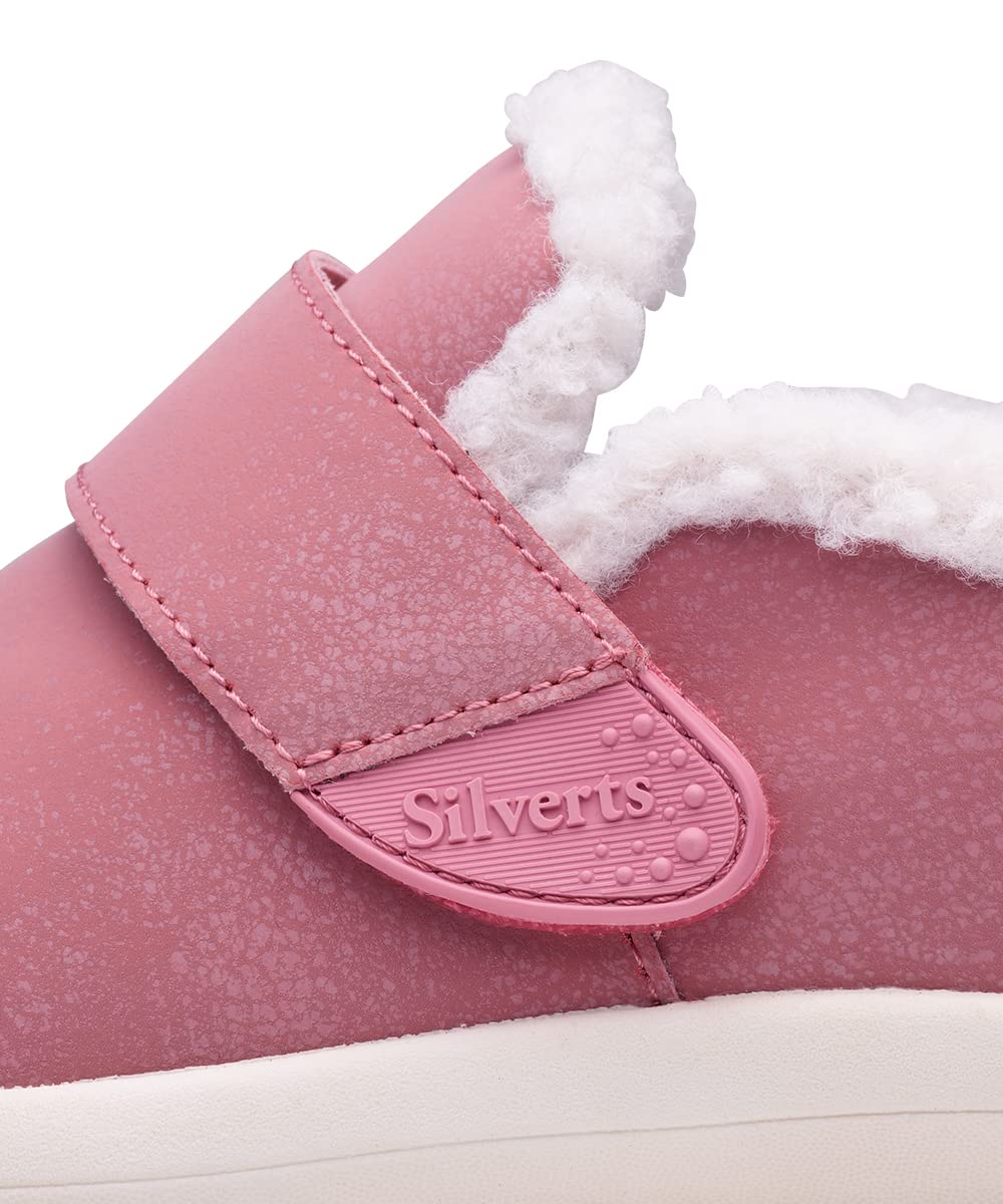 Silvert's Adaptive Clothing & Footwear Women’s Extra Wide Comfort Shoes with Sherpa Lining - Pink 6.5