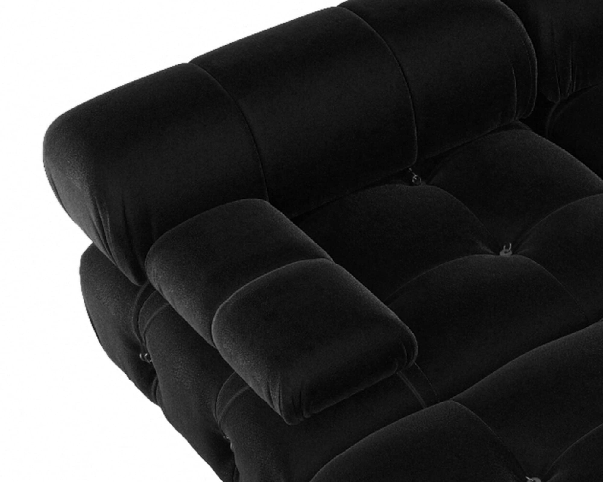 JACH 138" Black Sectional Couches, U-Shaped Minimalist Velvet Sofas, Convertible Modular Sofa, Luxury Modern 6-Seats Couch Sectional with Chaise Ottomans for Living Room Bedroom Office Apartment