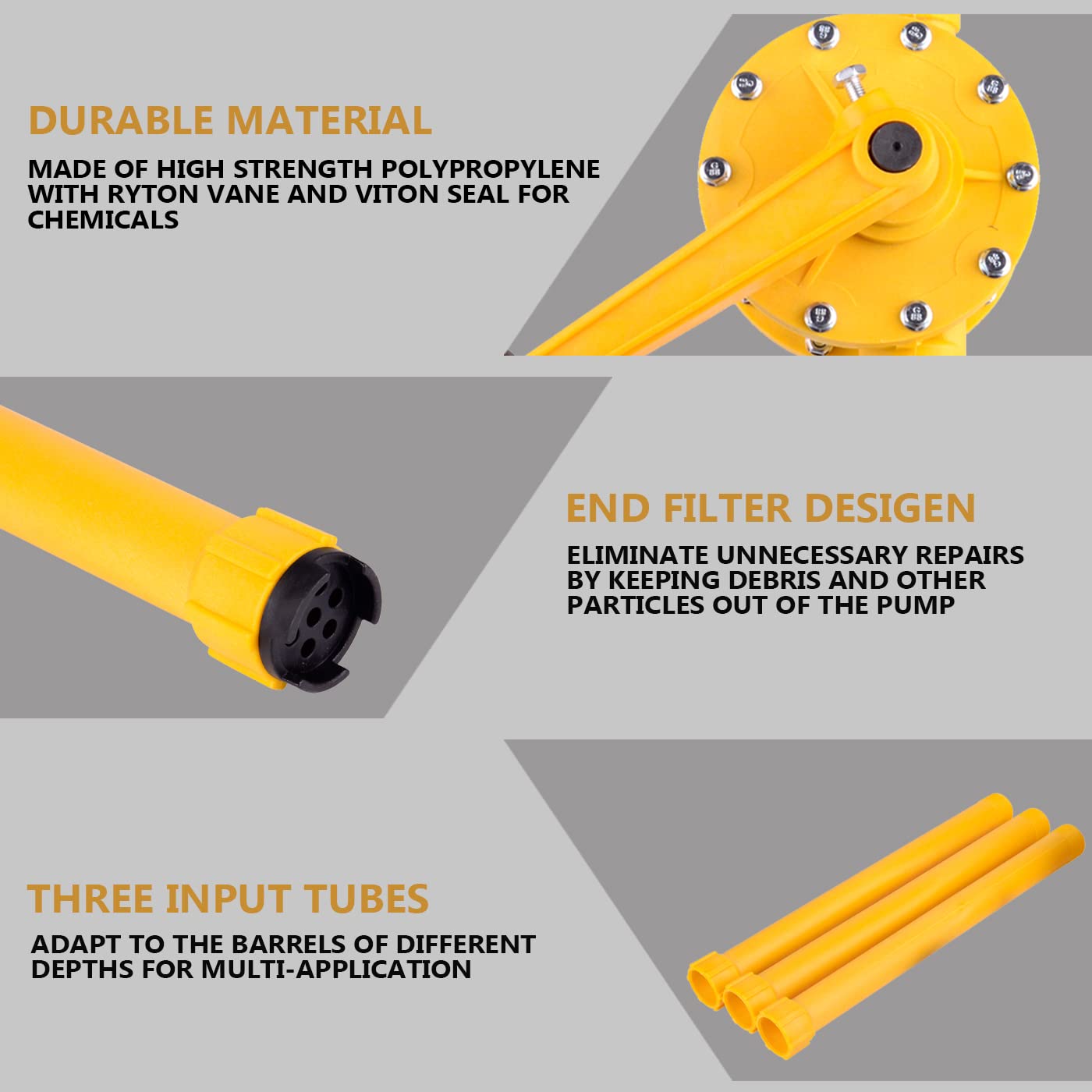 TOPWAY Polypropylene Hand Rotary Drum Barrel Pump For Chemicals