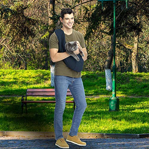 CUBY Dog and Cat Sling Carrier - Small Dog Carrier Sling with Adjust Strap & Zip Pocket, Hands Free Soft Dog Slings for Small Dogs Cats Puppy Pets Outdoor Travel Safety Purse Bag (Black)