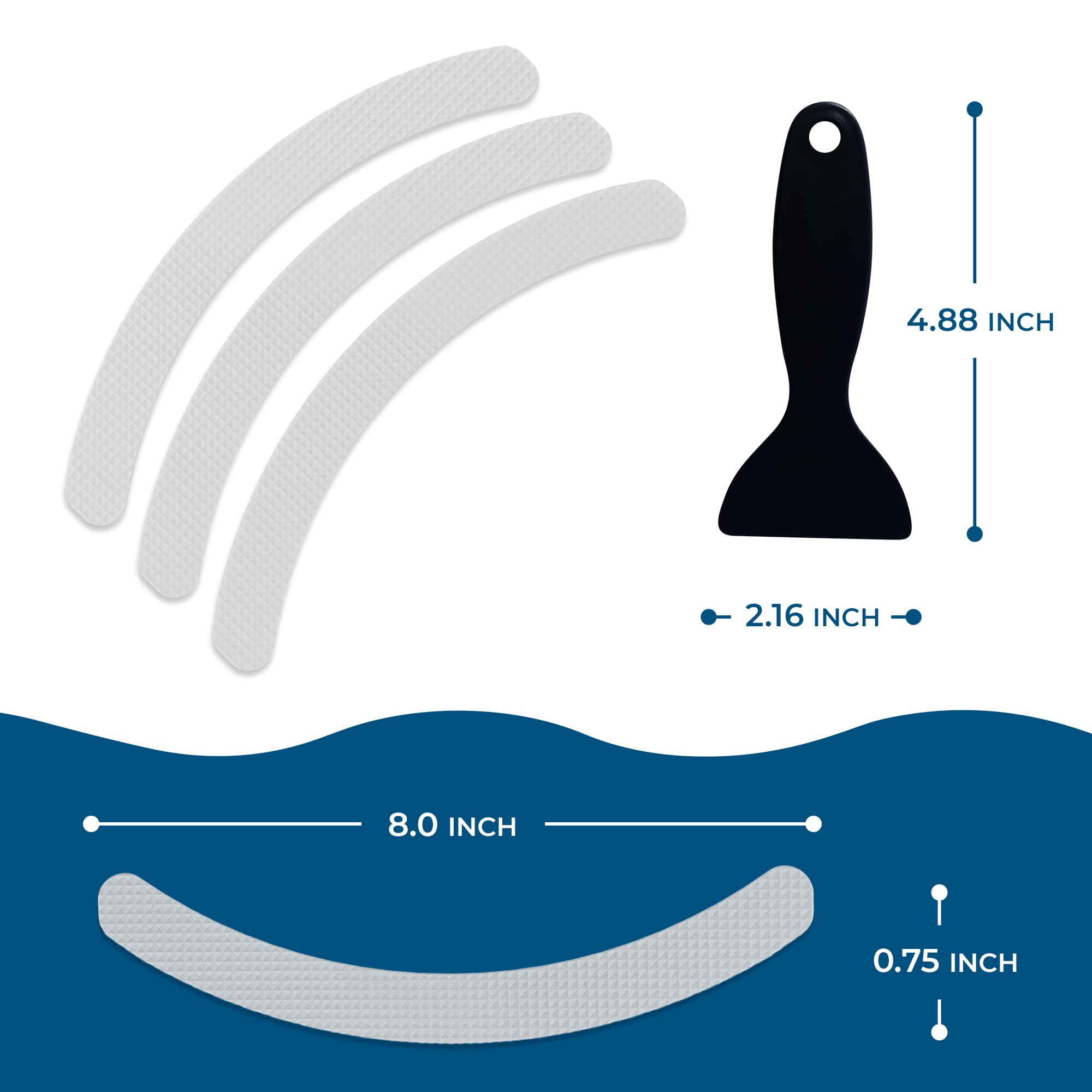 Homergy Hexagon and Curved Line – Anti-Slip Shower Stickers, 48 PCS Clear Adhesive Safety Strips