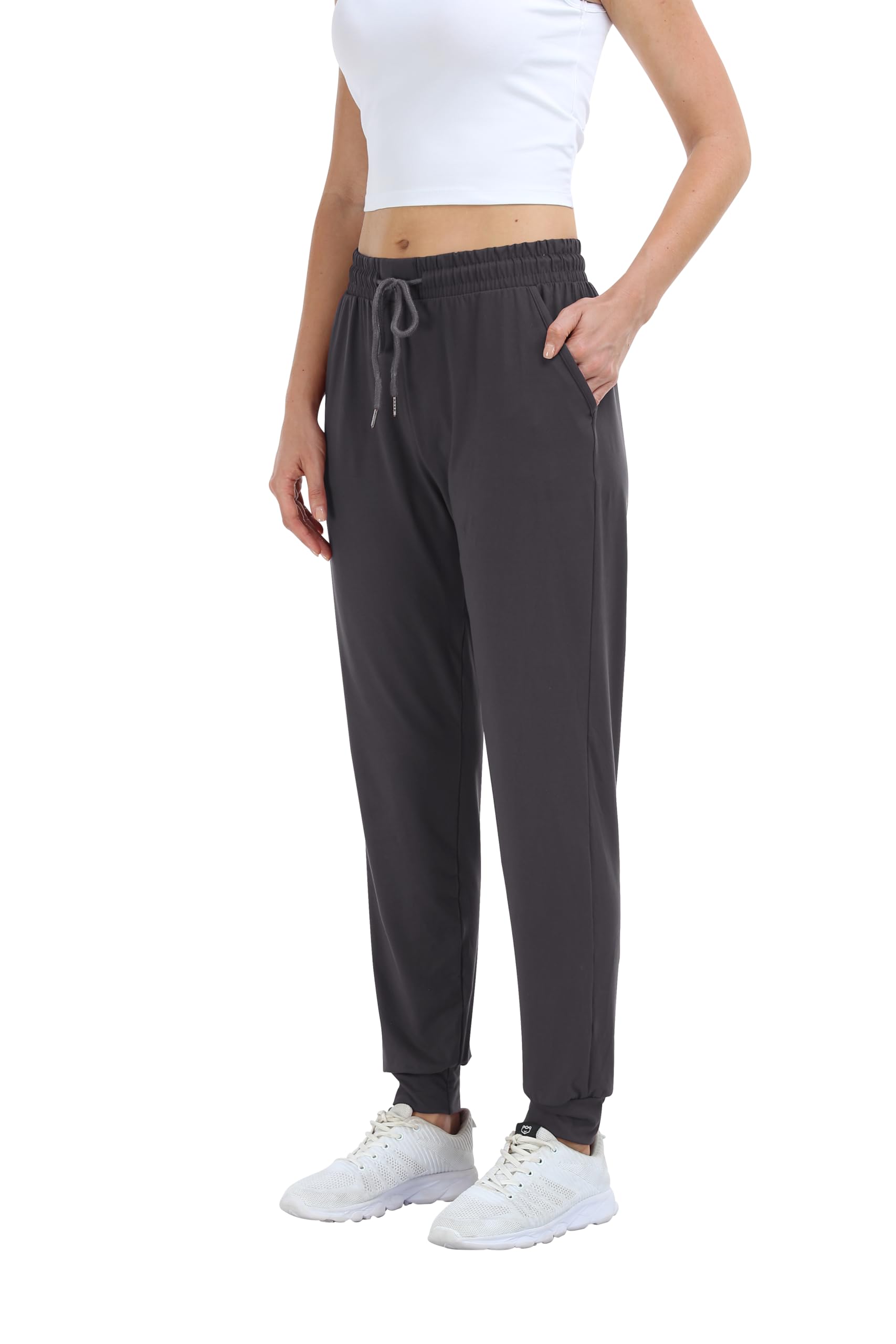 Mgput 4 PCS Women's Joggers Pants with Pockets-Women Lightweight Sweatpants for Running Yoga Athletic Casual Pants(TYP601-S/M 2B/GR/LPUR)