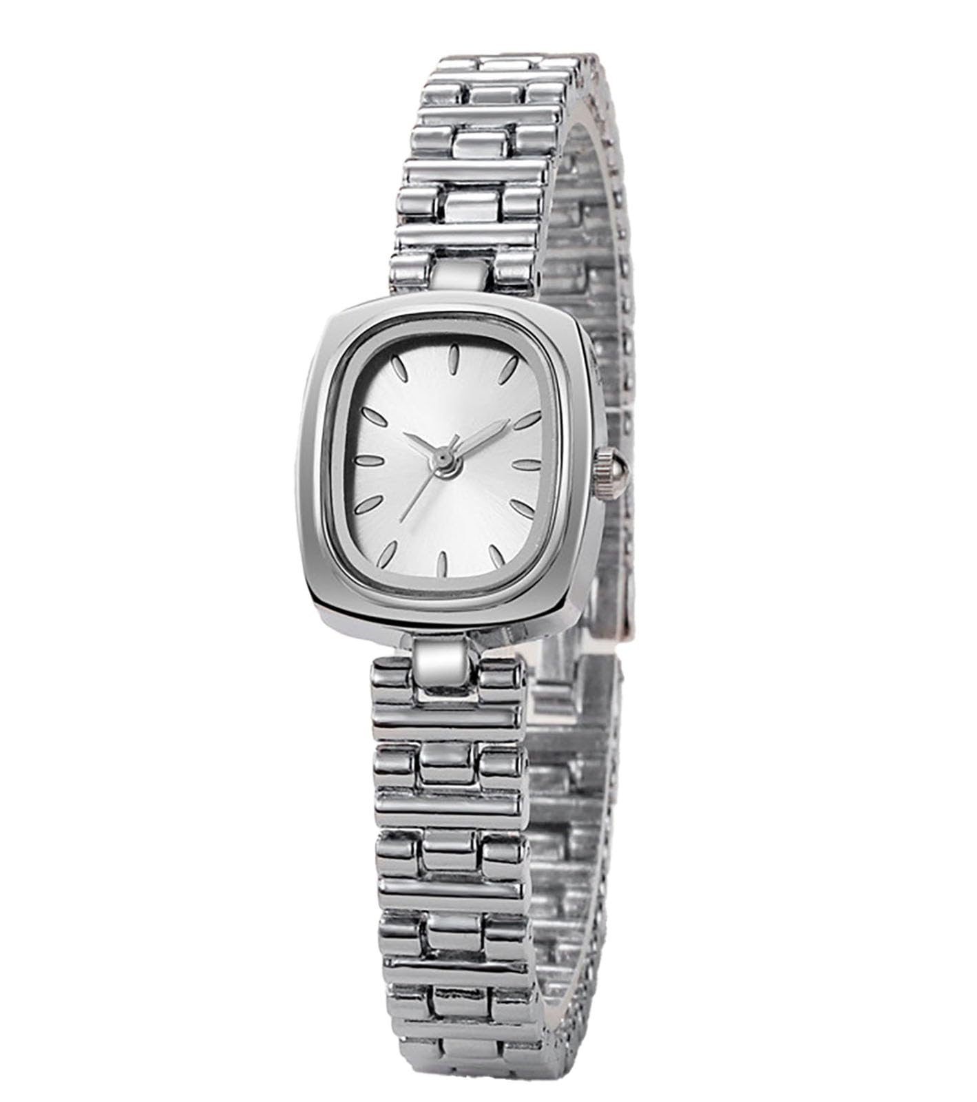 BESTKANG Watches for Women Watches Vintage Women's Dress Watchsquare Gold Watches for Women Bracelet Quartz Watch (Silver-White)