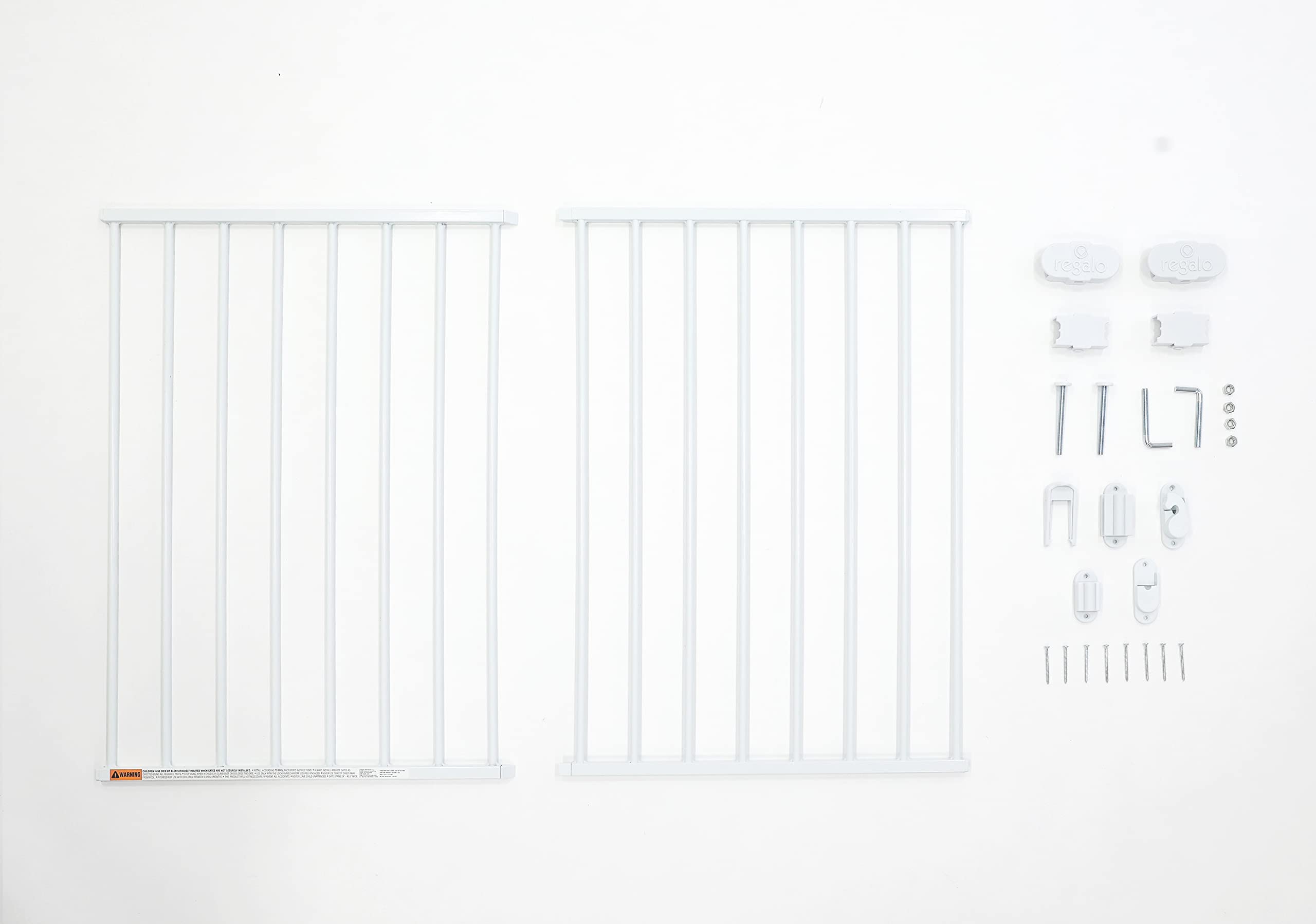 Regalo 2-in-1 Extra Wide Stairway and Hallway Walk ThroughBaby Safety Gate, Hardware Mounting, White 24"x40.5"x28.5"(Pack of 1)