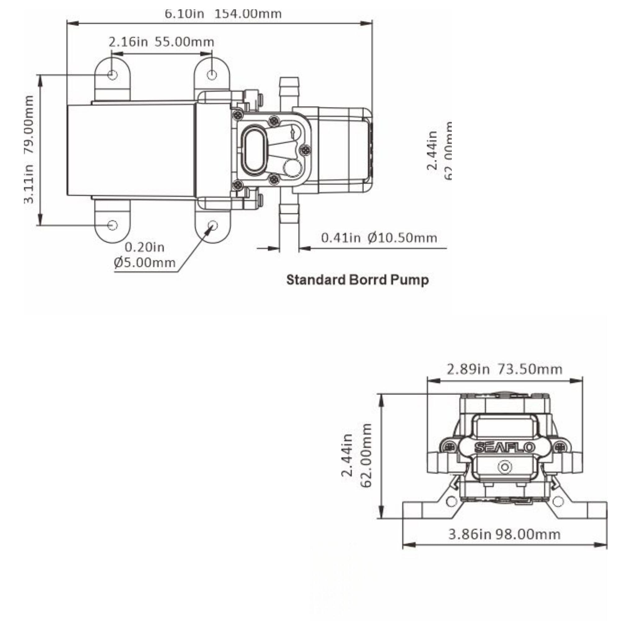 SEAFLO 21-Series Water Pressure Diaphragm Pump - 12V DC, 1.2 GPM, 35 PSI with Adjustable Pressure Switch, Self-Priming, Quiet Operation for RV, Boat, and Off-Grid Applications