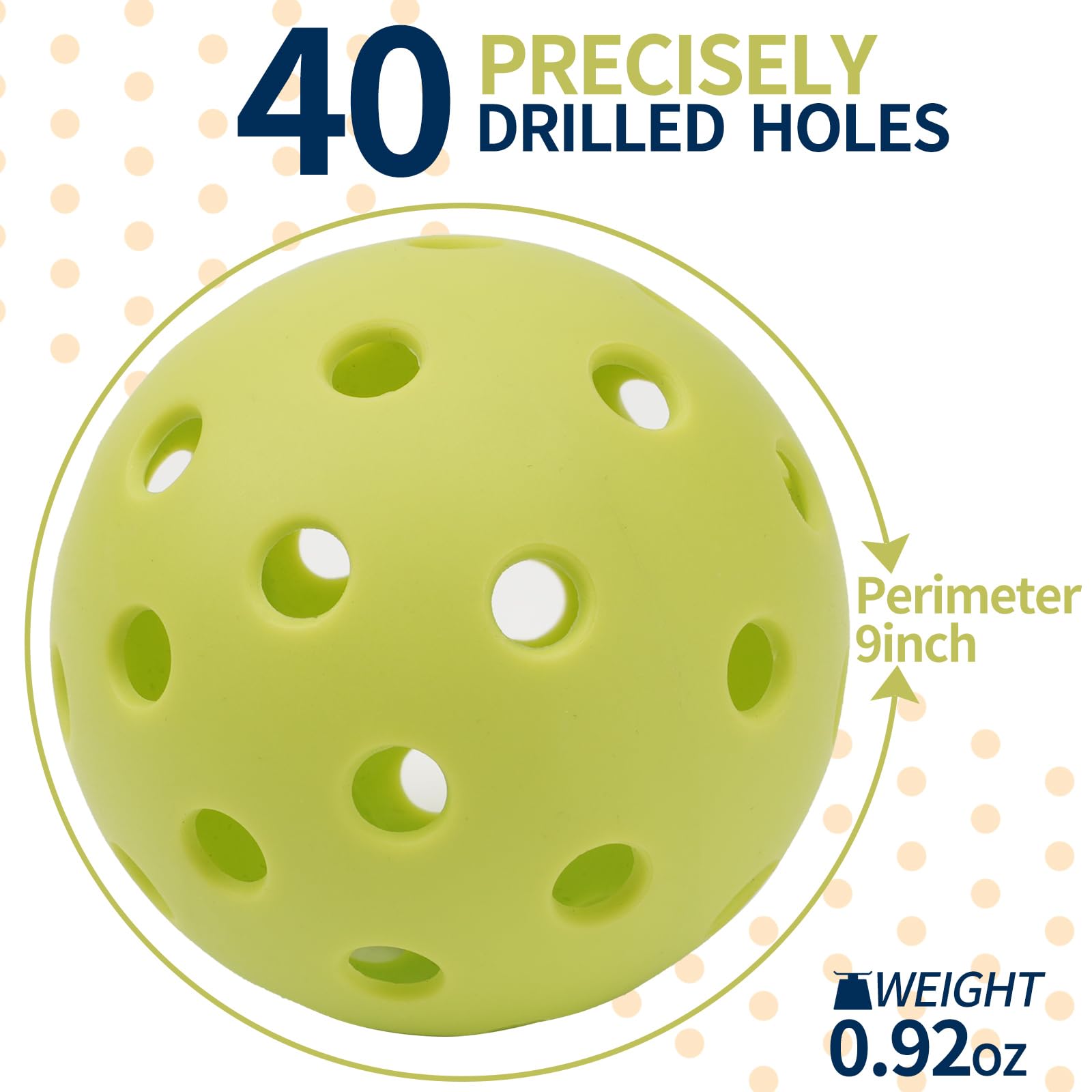 XHYNRT Outdoor Pickleball12-Pack 40 Holes Balls with Mesh Bag,High Resilience and Durability Green Pickleball Balls,Applies to All Styles of Pickleball Paddles