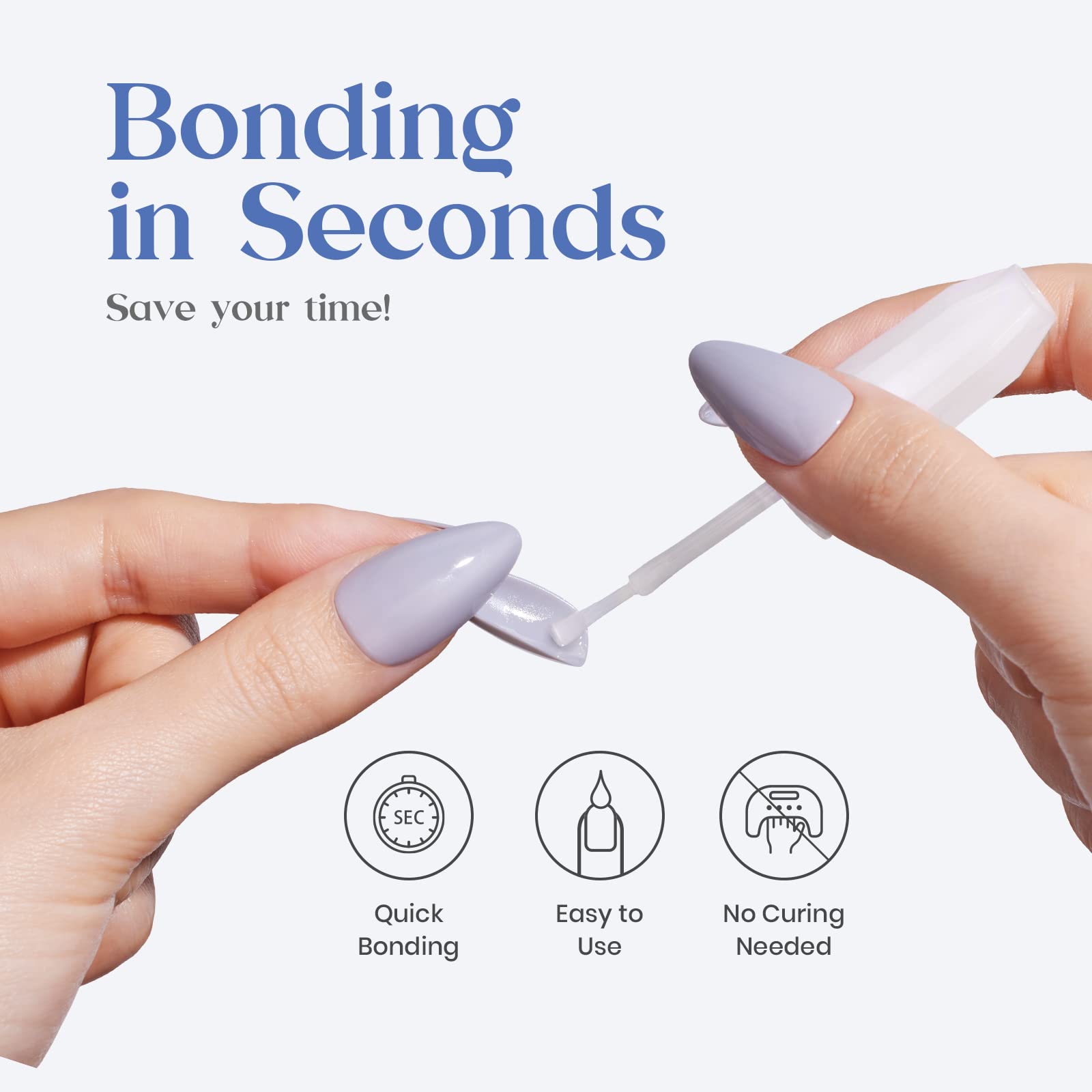 Beetles Nail Glue for Acrylic Nails, Nail Tips & Press On Nails (10Ml) 3 Pcs Super Strong Brush in Nail Glue for Press On Nails Quick Dry Nail Adhesive Bond Nail Tips Glue Fake Nails Gift for Women