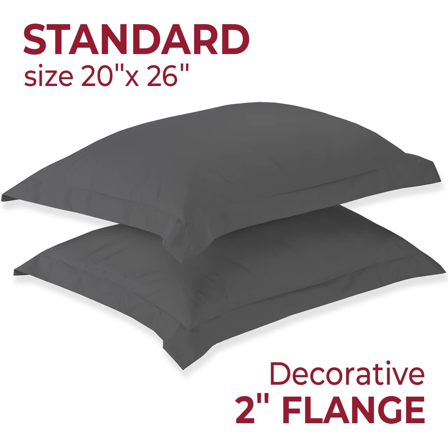 Mellanni Bed Sheet Set + 2 Pillow Shams Bundle&Save - Hotel Luxury Bedding Sheets & Pillowcases - Bundle Includes: 4pcs Bed Sheet Set and 2 Pillow Shams with 2" Flange (Queen, Gray)