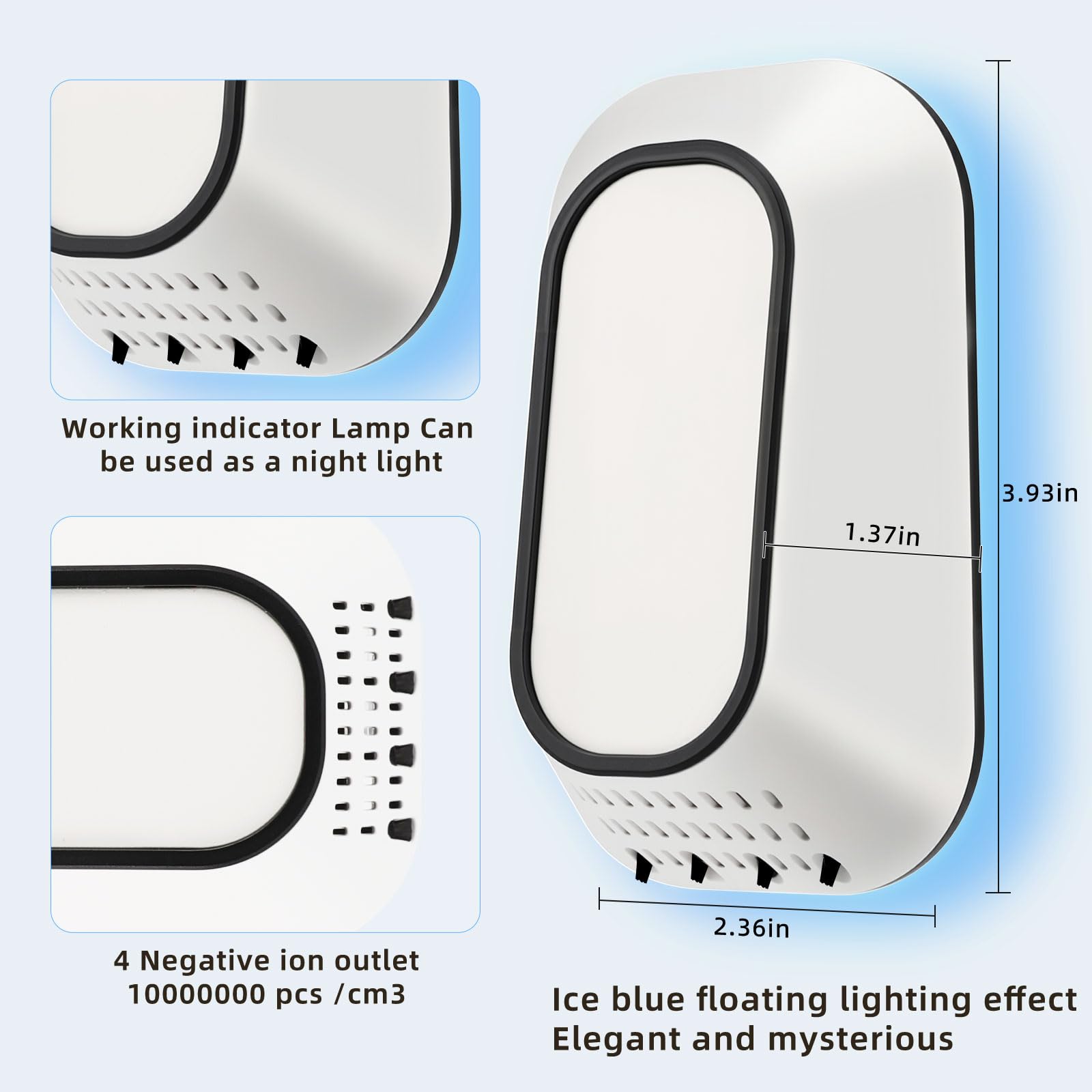 PVACG 4Pack Plug in Air Ionizers for Home With 4 Negative Ion Output Heads,Small Ion Clear Air Purifier,Quiet and Energy-Saving, Ideal Air Freshener for Home,Bedroom,Office,Living Room (4)