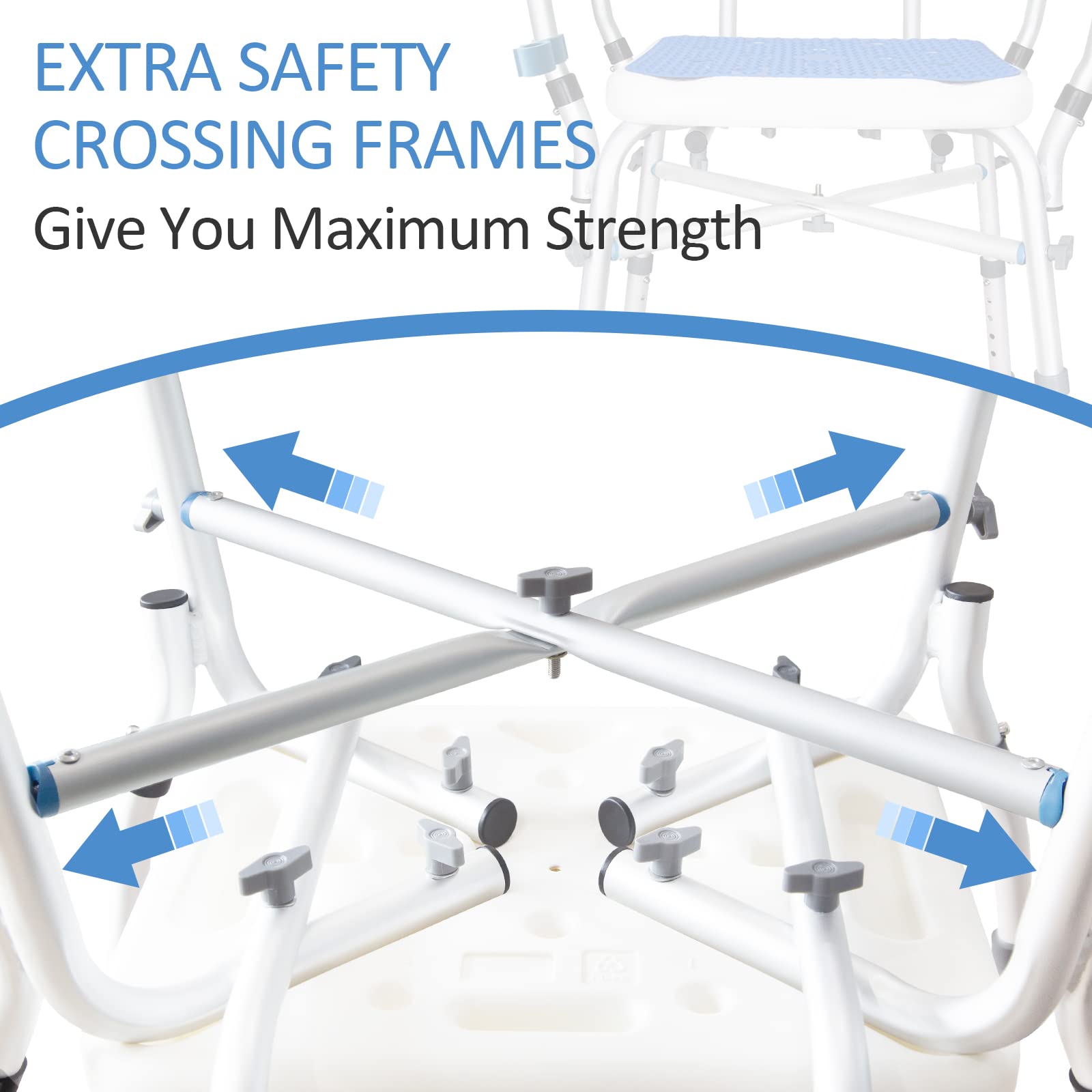 KingPavonini Shower Chair for Inside Shower, 550LBs Heavy Duty Bath Chair with Arms, Medical Shower Seat, Bath Stool Safety Shower Bench with Reinforced Crossing Bar for Elderly, Adults, Disabled