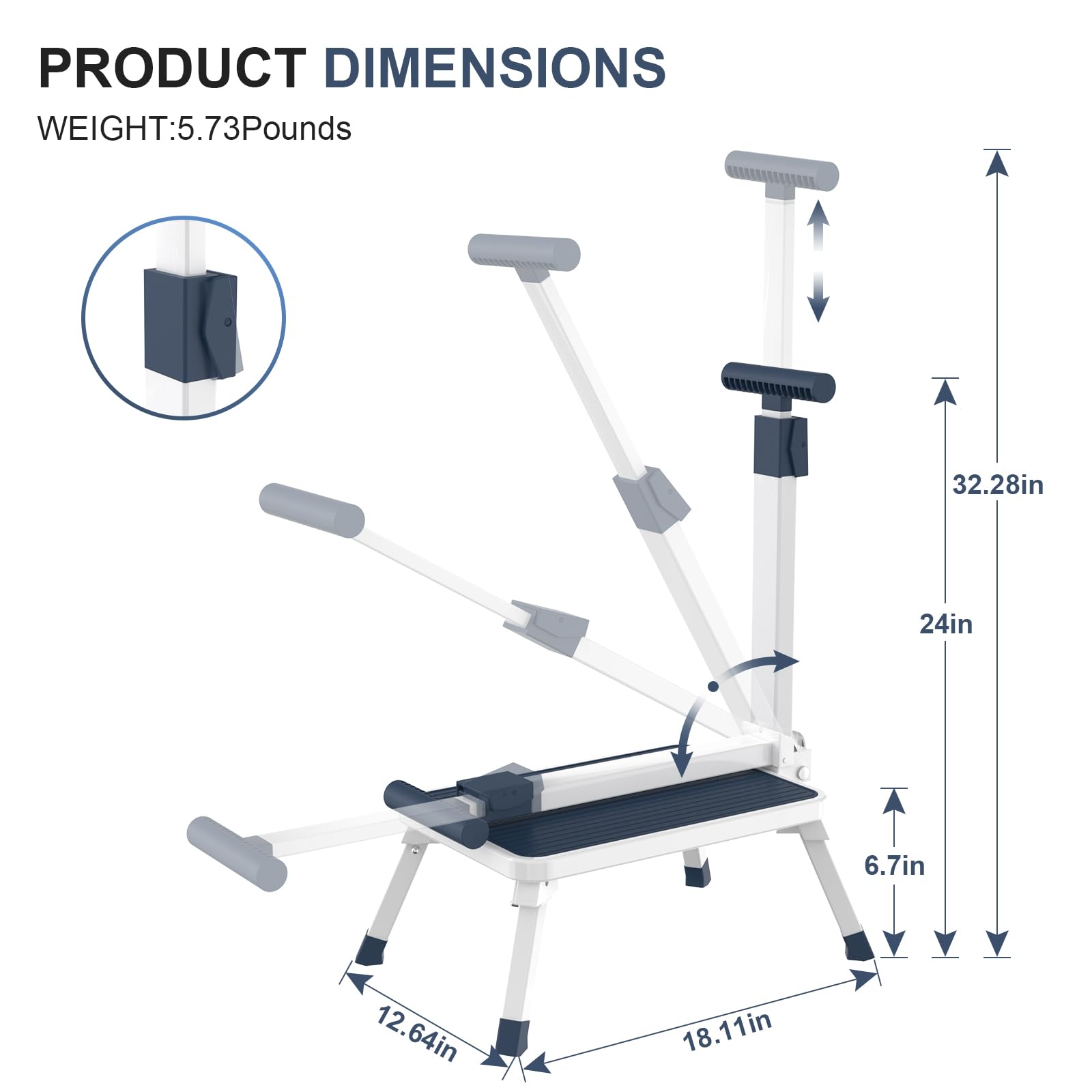 Folding Step Stool, Step Stools with Handle for Elderly Adults, Metal Stepping Stool with Adjustable Handrail in Kitchen, Bathroom, Bedroom, 330 Lbs Capacity
