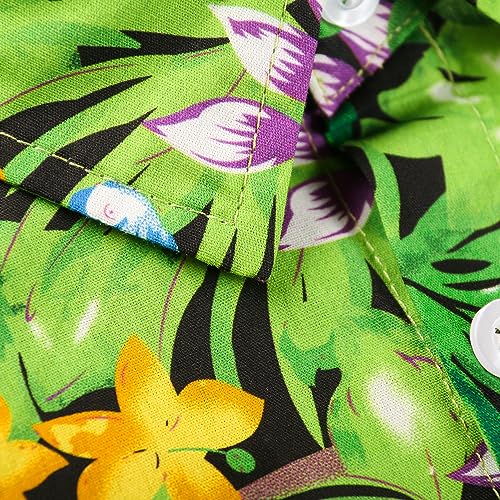 OCHENTA Toddler Boys Sunflower Hawaiian Shirt Kids Button Down Long Sleeve Aloha Party Tropical Beach Luau Outfit White Sunflower 2 Years