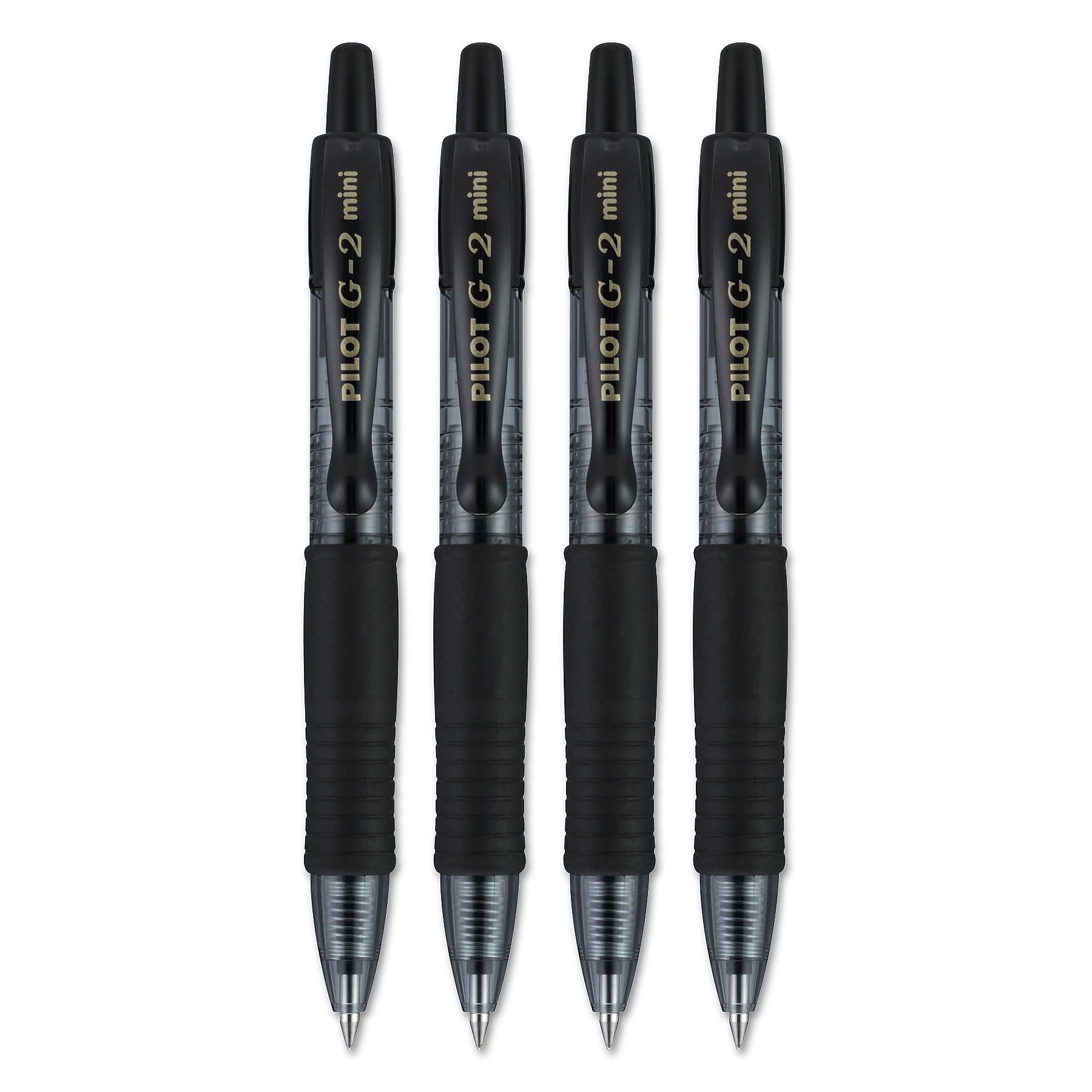PILOT G2 Mini Gel Pen, Retractable, Fine 0.7 Mm, Black Ink, Black Barrel, 4/pack