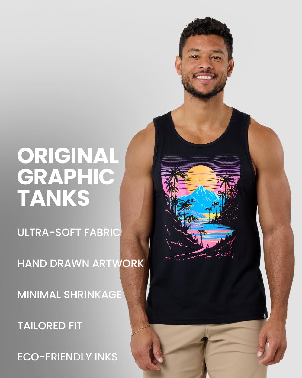 INTO THE AM Space Rippin Graphic Tank Tops for Men Mens Tank Top Summer Beach Muscle Sleeveless Shirts (Black, Medium)