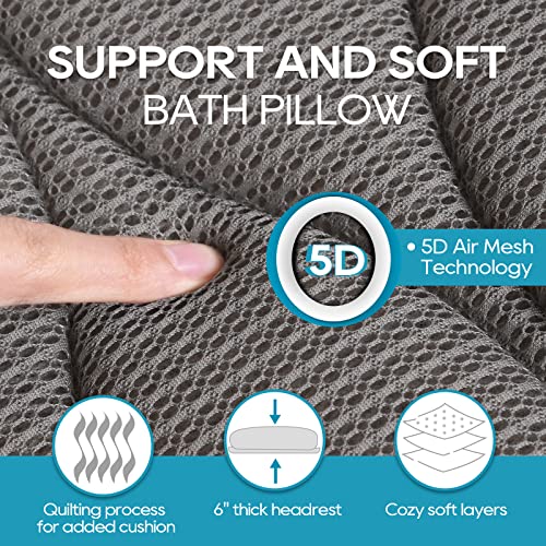 Full Body Bath Pillow, Bath Pillows for tub with Mesh Washing Bag & 21 Non-Slip Suction Cups, Spa Bathtub Pillow for Head Neck Shoulder and Back Support - 5D Air Mesh & Quick Drying | Blue