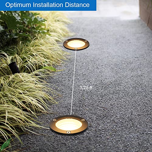 EAGLOD 5W Landscape Well Light,12-24V In-Ground Low Voltage Landscape Lights with Connectors, IP67 Waterproof Landscape Lighting,3000K Paver Lights for Yard, Garden, Patio (2 Pack)