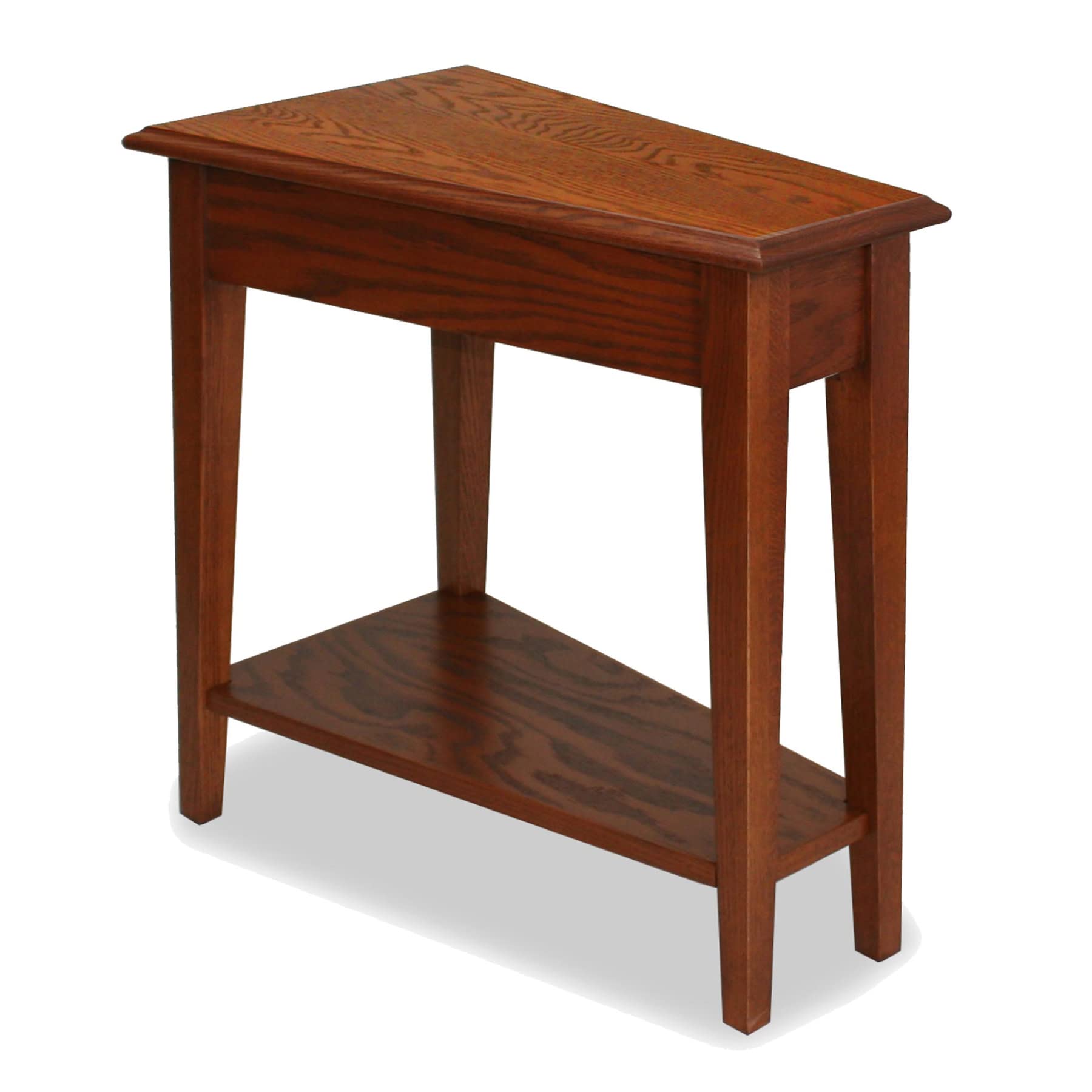 Leick Home 9035-MED Recliner Wedge Table with Shelf, Medium oak, 24 in x 15 in x 24 in