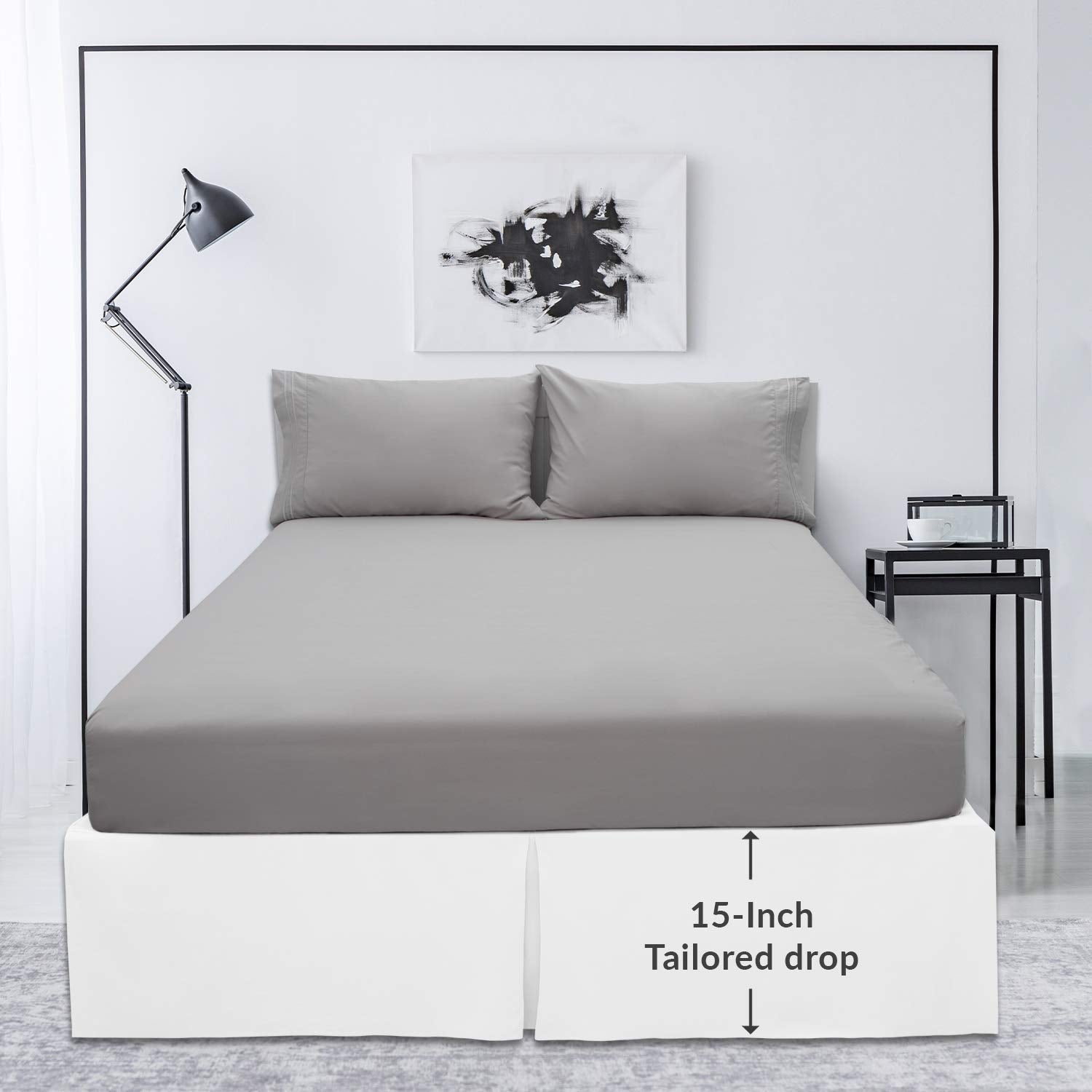 Mellanni Queen Bed Sheet Set + Bed Skirt Bundle&Save - Hotel Luxury Bedding Sheets & Pillowcases - Bundle Includes: 4pcs Bed Sheet Set and 15-Inch Tailored Drop Pleated Bed Skirt (Queen, White)