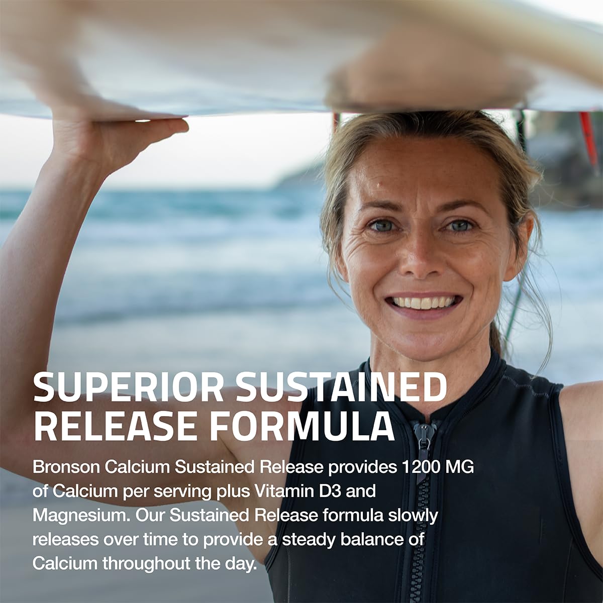 Bronson Calcium 1200 MG Per Serving Sustained Release with Vitamin D3 1000 IU Vitamin D3 Per Serving Non-GMO, 90 Tablets