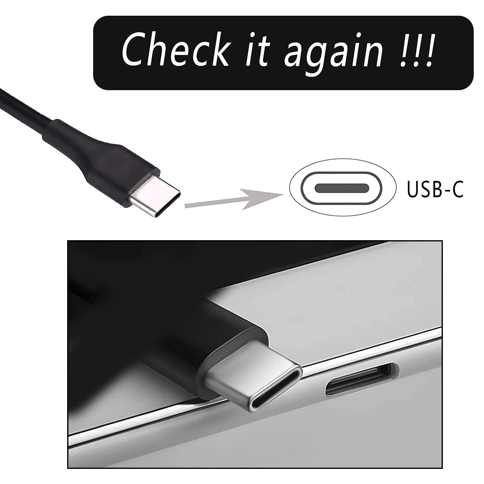 65W 45W USB C Laptop Power Replacement Adapter Charger for Lenovo Chromebook/Yoga/ThinkPad/HP Chromebook/Dell Laptop USB Type C Power Adapter