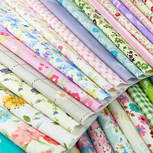 flic-flac Quilting Fabric Squares 100% Cotton Precut Quilt Sewing Floral Fabrics for Craft DIY (4 x 4 inches, 240pcs)