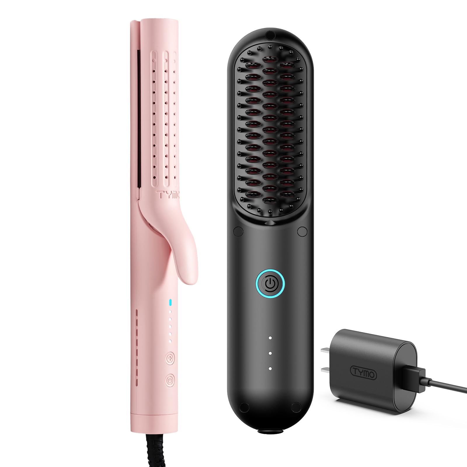 TYMO Airflow Curling Iron + TYMO Porta Cordless Hair Straightener Brush