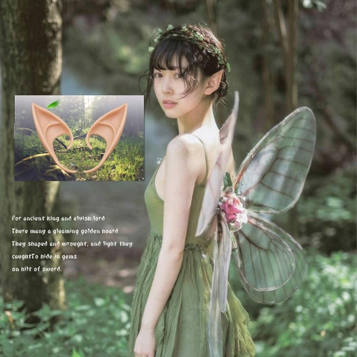 Cosplay Fairy Pixie Elf Ears Halloween Party Pointed Prosthetic Tips Ears(Long Style)