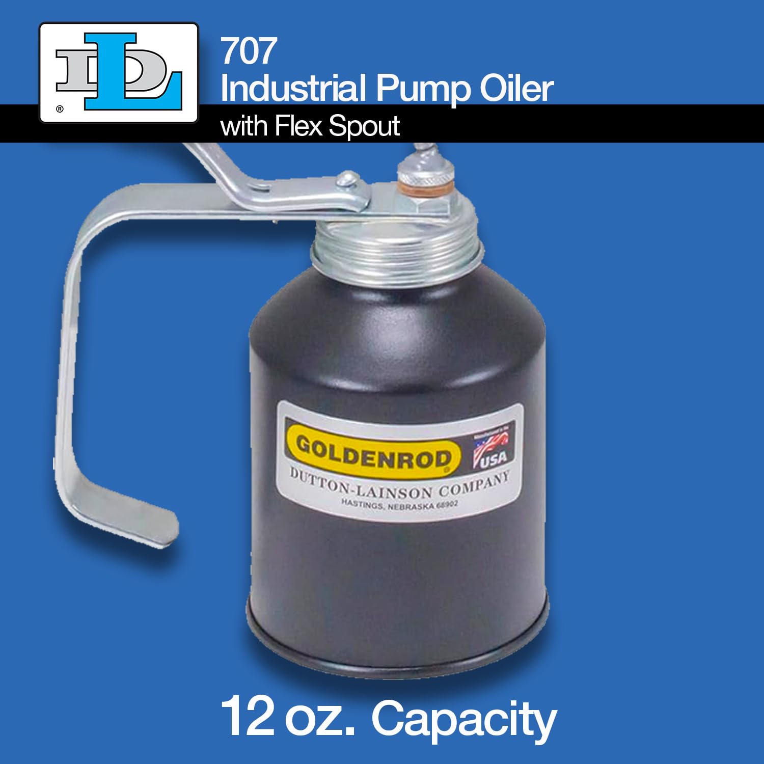 GOLDENROD (707) Industrial Pump Oiler with Flex Spout - 12 oz. Capacity