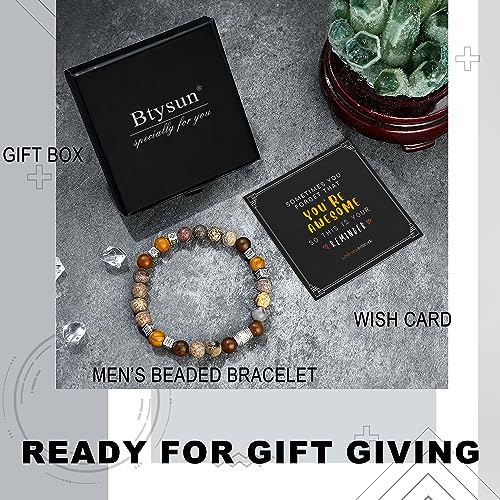 Inspirational Gifts for Him Mens Beaded Bracelets Jewelry Men Bracelet Inspirational Gifts for Boyfriend Dad Beads Birthday Christmas Jewelry
