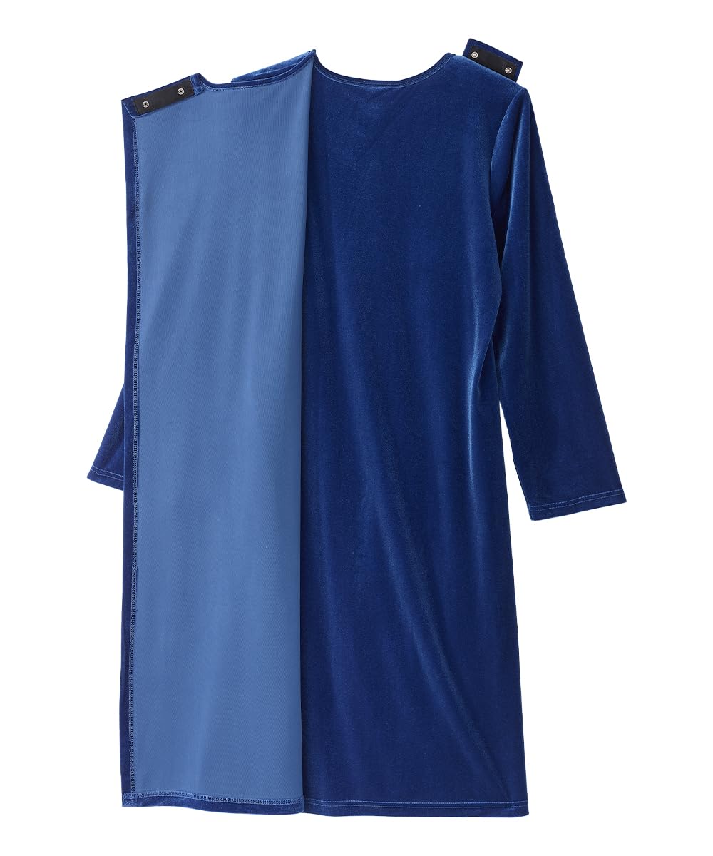 Silvert's Adaptive Clothing & Footwear Women’s Open Back Velvet Dress for Seniors - Royal Blue LGE