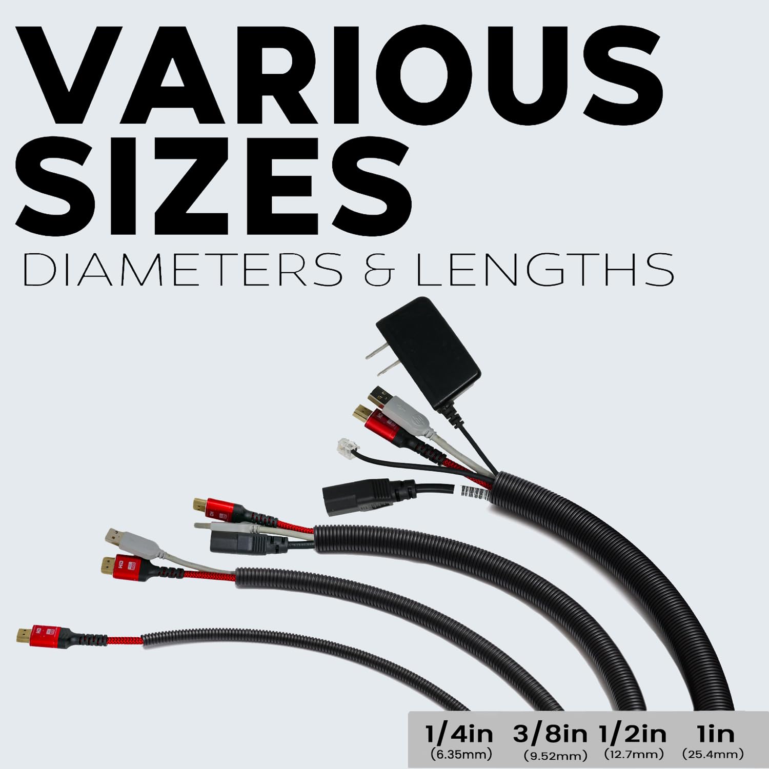 1/4" X 100 ft Split Wire Loom Flex-Guard Convoluted Tubing – Protective Split Cable Sleeves for Automotive Home Industrial Electrical Wires – Heat Resistant Cable Conduit – Black