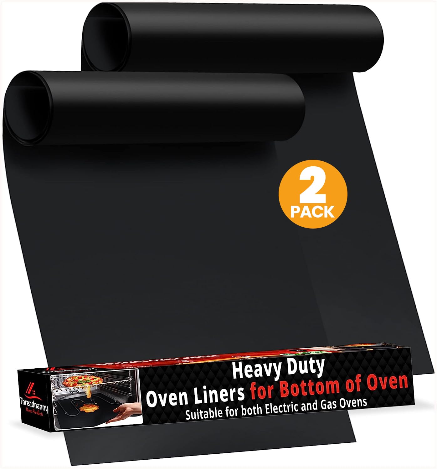 Oven Liners for Bottom of Oven - Thick Heavy Duty 17ā x 25ā 2 Pack Non-Stick Reusable Mats - BPA & PFOA Free Protector for Electric, Gas, Microwave & BBQ Grill Liner - Easy Clean & Heat Resistant