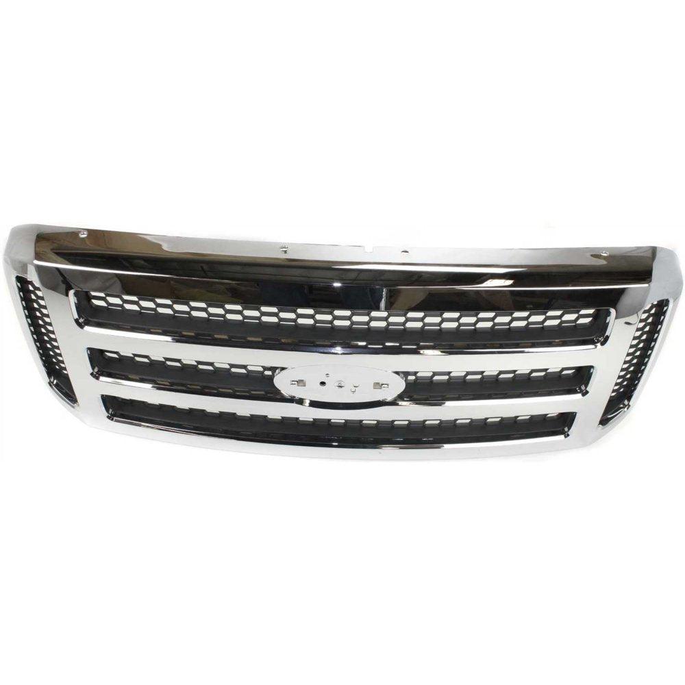 Evan Fischer Grille Assembly Compatible with 2005-2007 Ford F-250 F-350 F-450 F-550 Super Duty, Chrome Shell, Painted Gray Insert