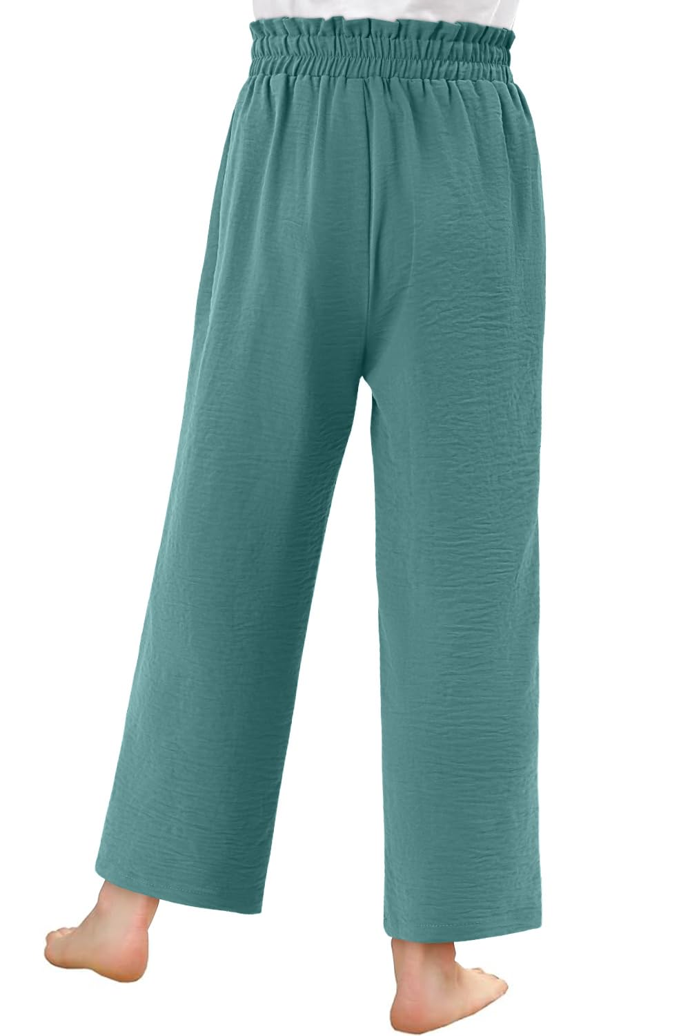 Yoklass Girla Casual Pants Blue Elastic High Waistes Pull On Trousers Cute Wide Leg Pant 4-5 Years