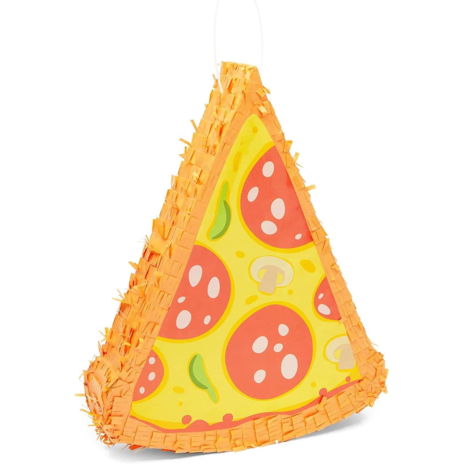 BLUE PANDA Pizza Pinata - Food Themed Birthday Party Decorations, Table Centerpiece (Small, 16.5 x 13.5 x 3 in)