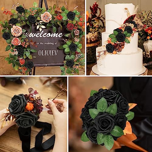 AmyHomie Artificial Flowers Green Rose 25pcs Real Looking Fake Roses w/Stem for DIY Wedding Bouquets Centerpieces Arrangements Party Baby Shower Home Decorations