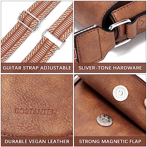 BOSTANTEN Small Crossbody Bags for Women Trendy Leather Phone Wallet Purses Handbags Adjustable Guitar Strap (D04-Grey)
