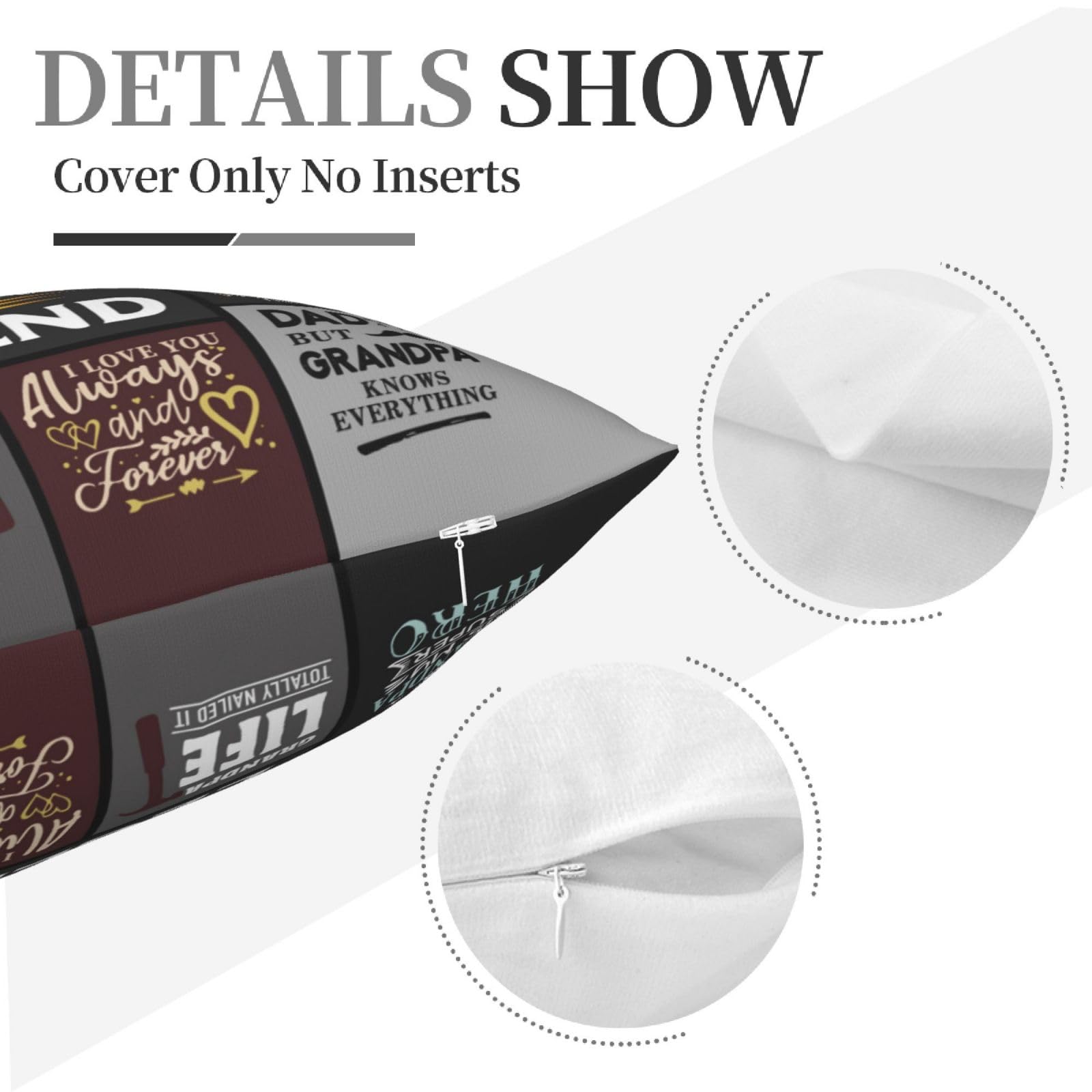 Gifts for Grandpa - Christmas Grandpa Gifts - Xmas Grandpa Birthday Gift - Unique Grandpa Gifts from Granddaughter, Grandson, Grandchildren - Birthday Gifts for Grandpa Throw Pillow Cover 18x18 Inch