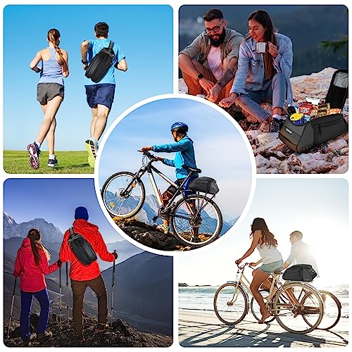 WOTOW Reflective Rear Rack Bag, Water Resistant Bike Saddle Panniers for Bicycles, 8L Trunk Cycling Back Seat Cargo Carrier Storage Pouch With Shoulder Strap for Travel Commute