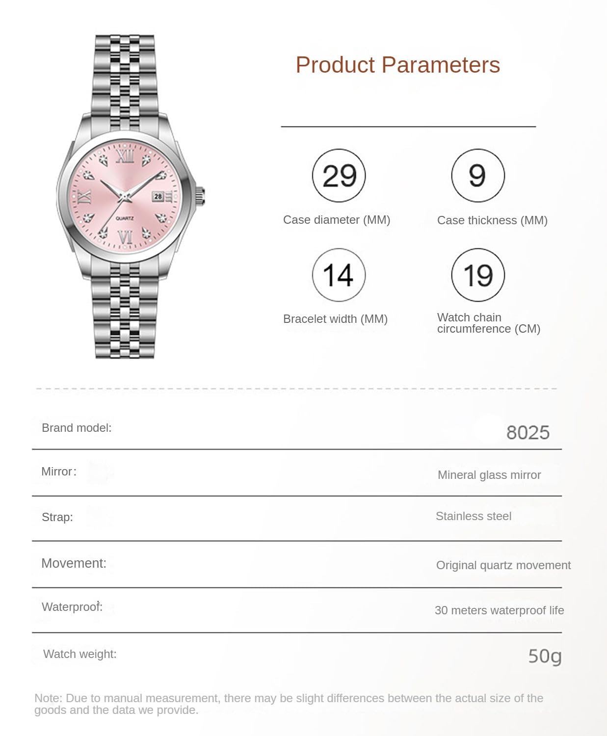 Women's Bracelet Watch Stainless Steel Quartz Watch Luminous Waterproof Watch Business Watches for Women (White)