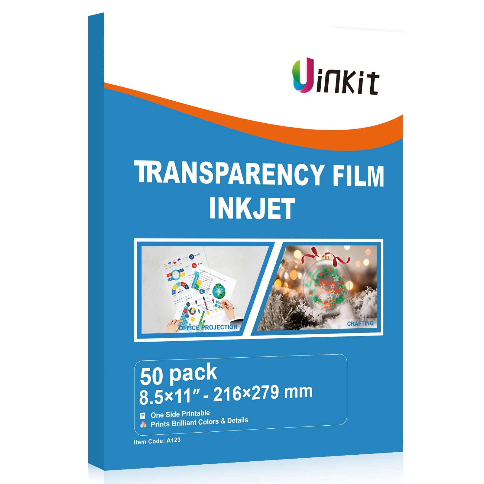 Uinkit Inkjet Transparency Film 50 Sheets 8.5x11 OHP Overhead Projector Film for DIY Crafting 100% Clear Transparency Paper For Inkjet Printer