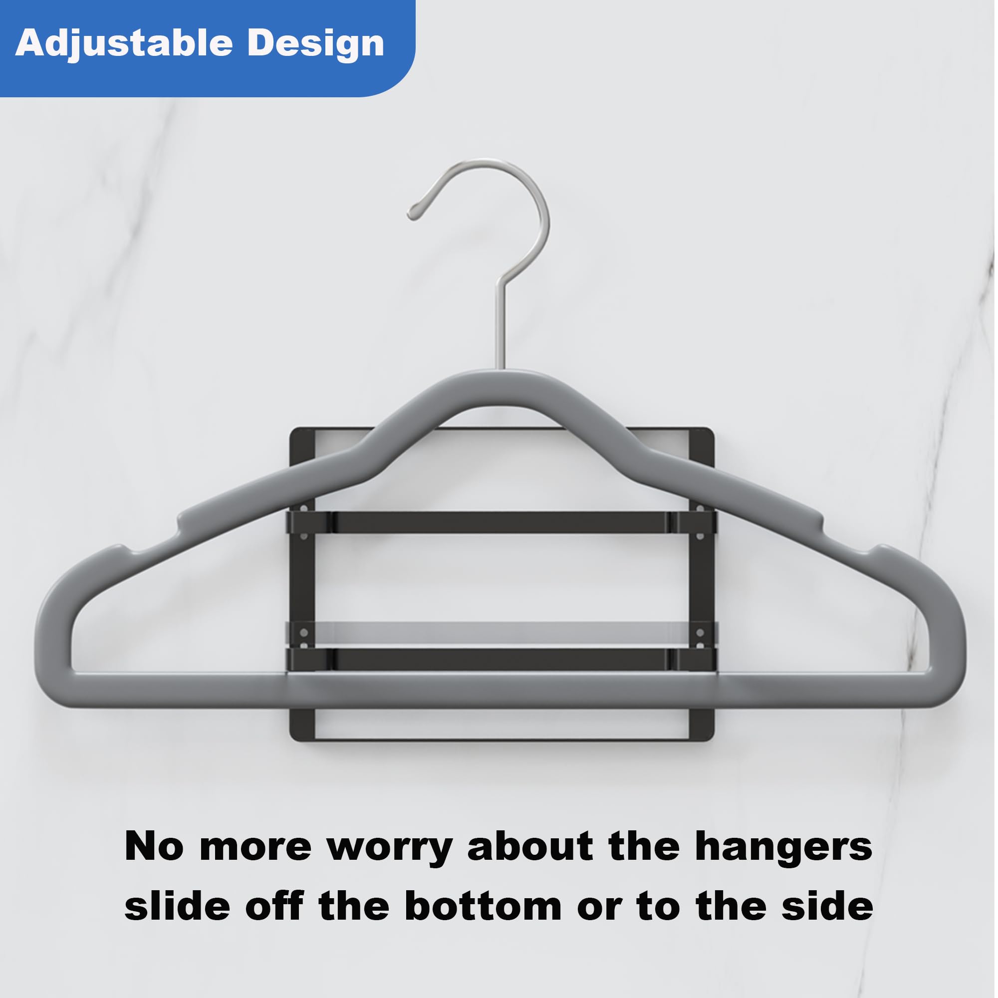 Thipoten Hanger Organizer, Adjustable metal Hanger Stacker for adults and children, Holding up to 55 velvet/wire/plastic hangers, Perfect Space Saver for Closet Laundry Room (Black)
