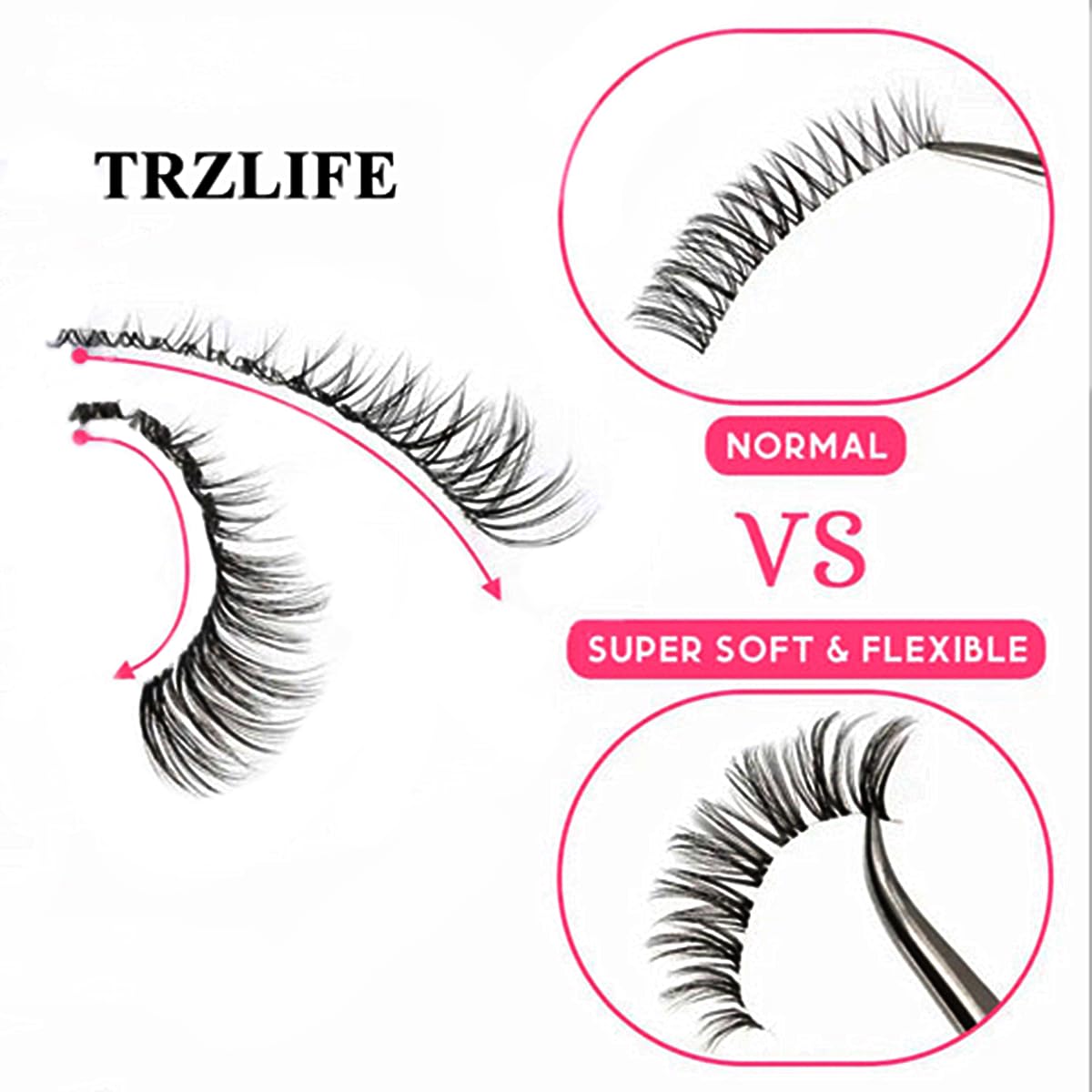 TRZLIFE Eyelash Clusters, 72 PCS DIY Individual Lash Extension Create Personal Eyelash Style Easily Super Natural and Comfortable Clear Band Non-Friable Reusable False Eyelash Mix 10/12/14mm