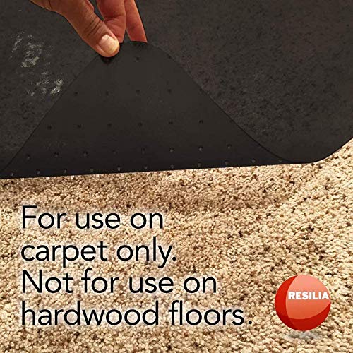 Resilia Office Desk Chair Mat - for Low Pile Carpet (with Grippers) Black, 30 Inches x 48 Inches, Made in The USA