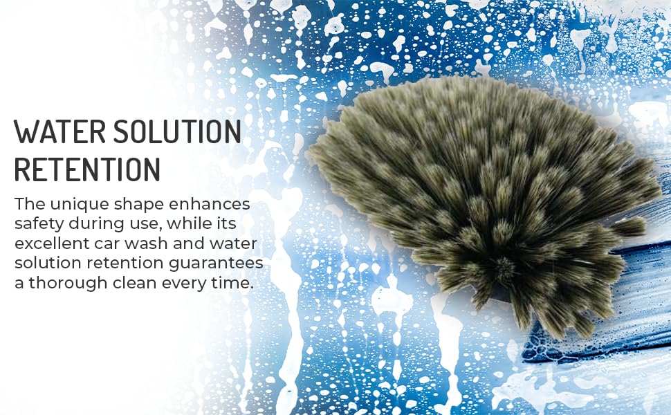 Hi-Tech Multi-Level NogHair Wash Brush - 14" TB-14X3CR | Unique Shape, Soft Bristle for Washing of Cars, Trucks, & SUVs, Scratch Free Cleaning Brush