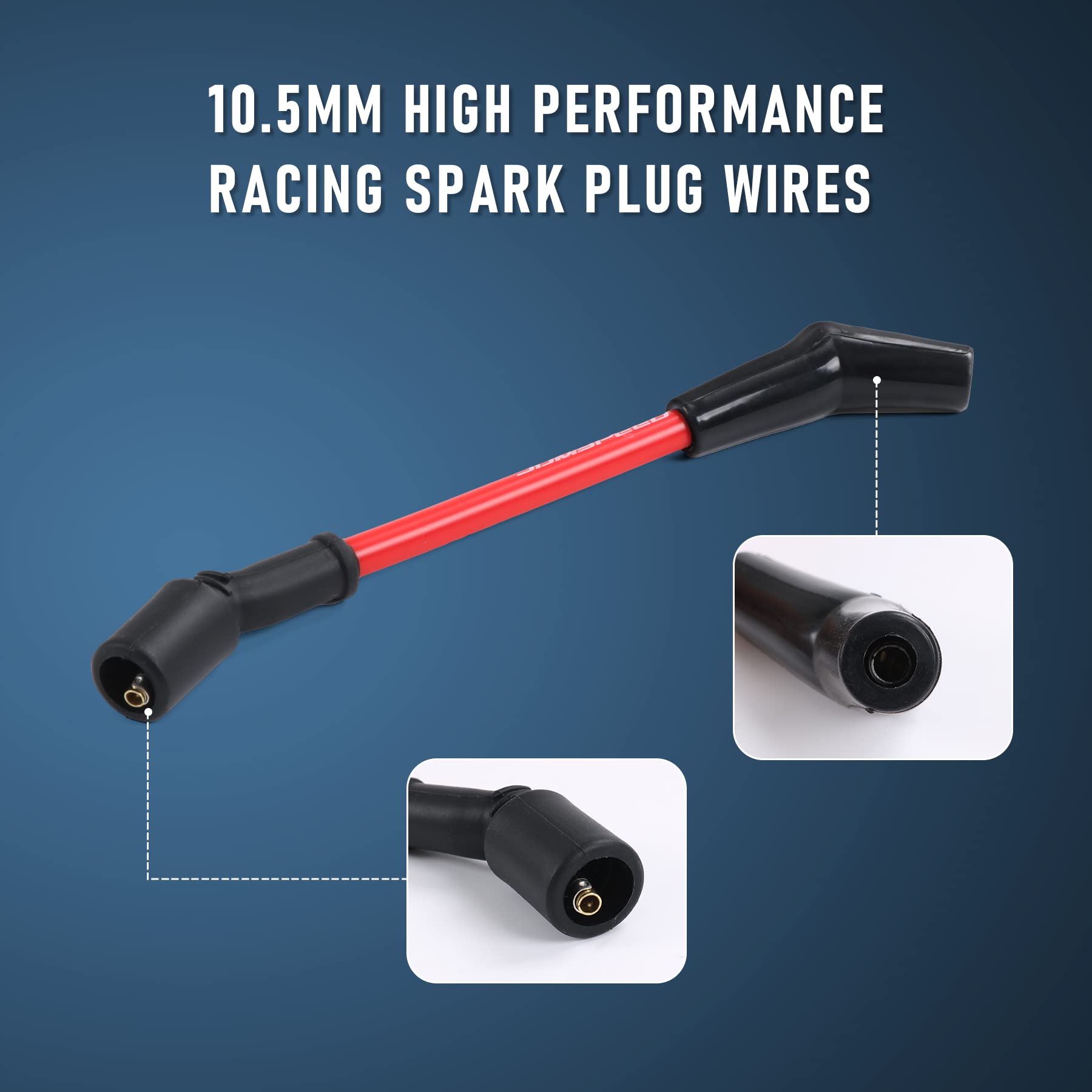 JDMSPEED New Heat Spark Plug Ignition Wires Set 10.5mm Replacement for LSx LS1 LS2 LS3 LS6 LS7