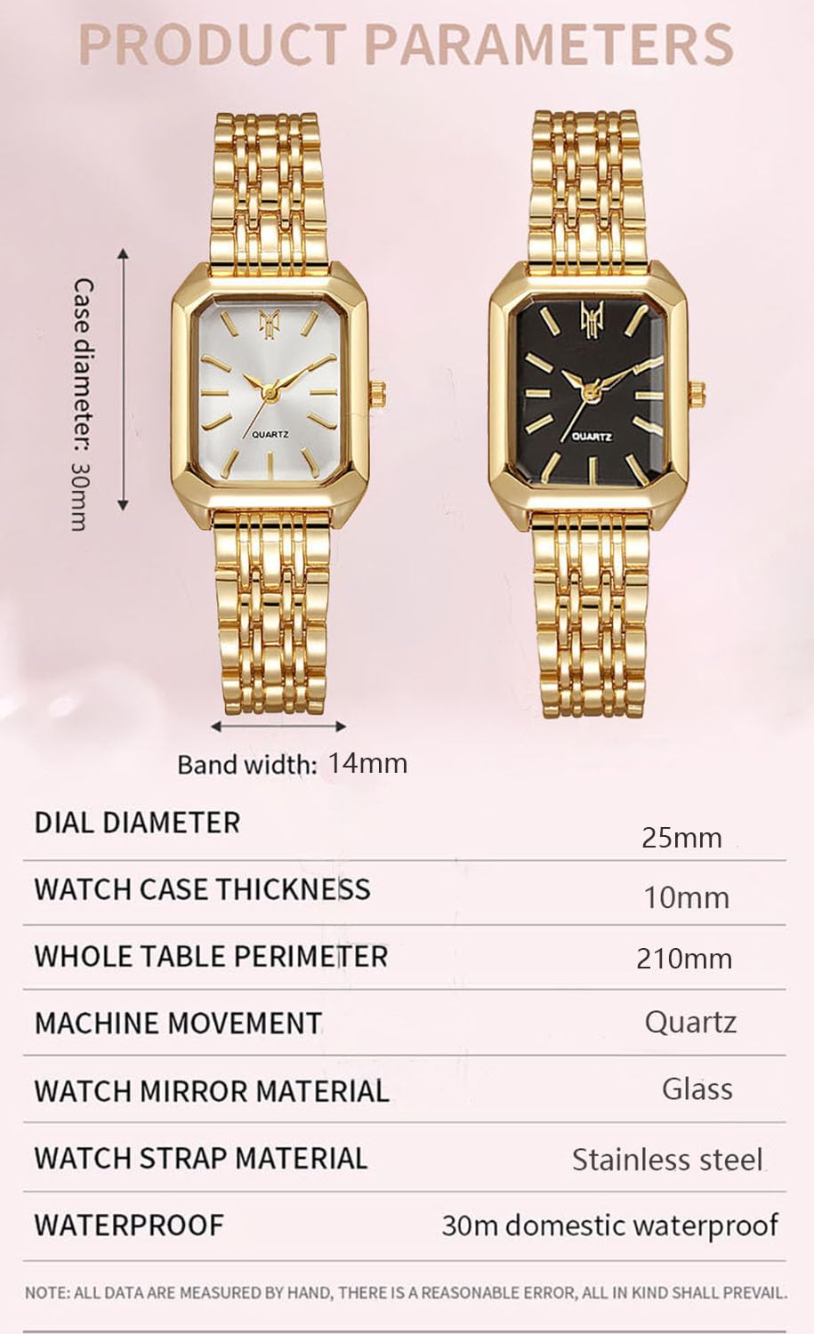 BESTKANG Watches for Women Wrist Watches Steel Strap Womens Watch Casual Fashion Simple Square Quartz Wristwatch (Gold-White)