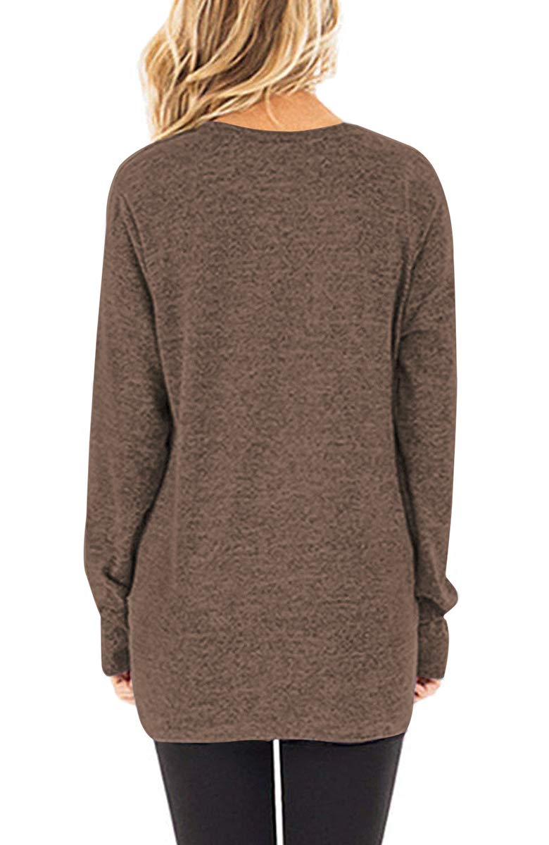 Jescakoo Tunics Tops for Women Long Sleeve Knit Shirts Fashion 2019 Coffee L